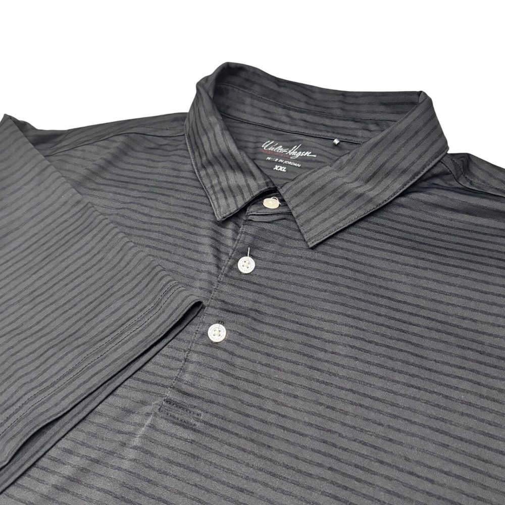 Walter Hagen Polo‎ Shirt Mens XXL Gray Striped Short Sleeve Golf Essentials